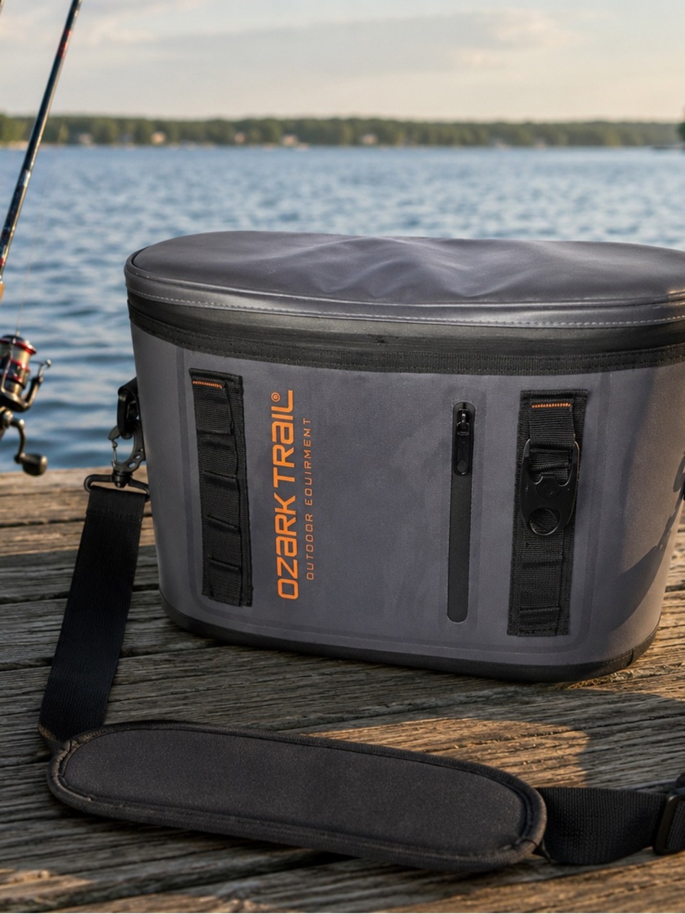 Ozark Trail Waterproof Soft Cooler Gray Shoulder Bag Leak Resistant Camping